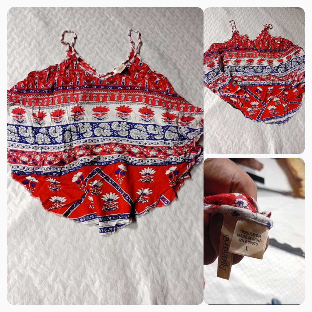 Passport Red White and Blue Floral Print Cami Top