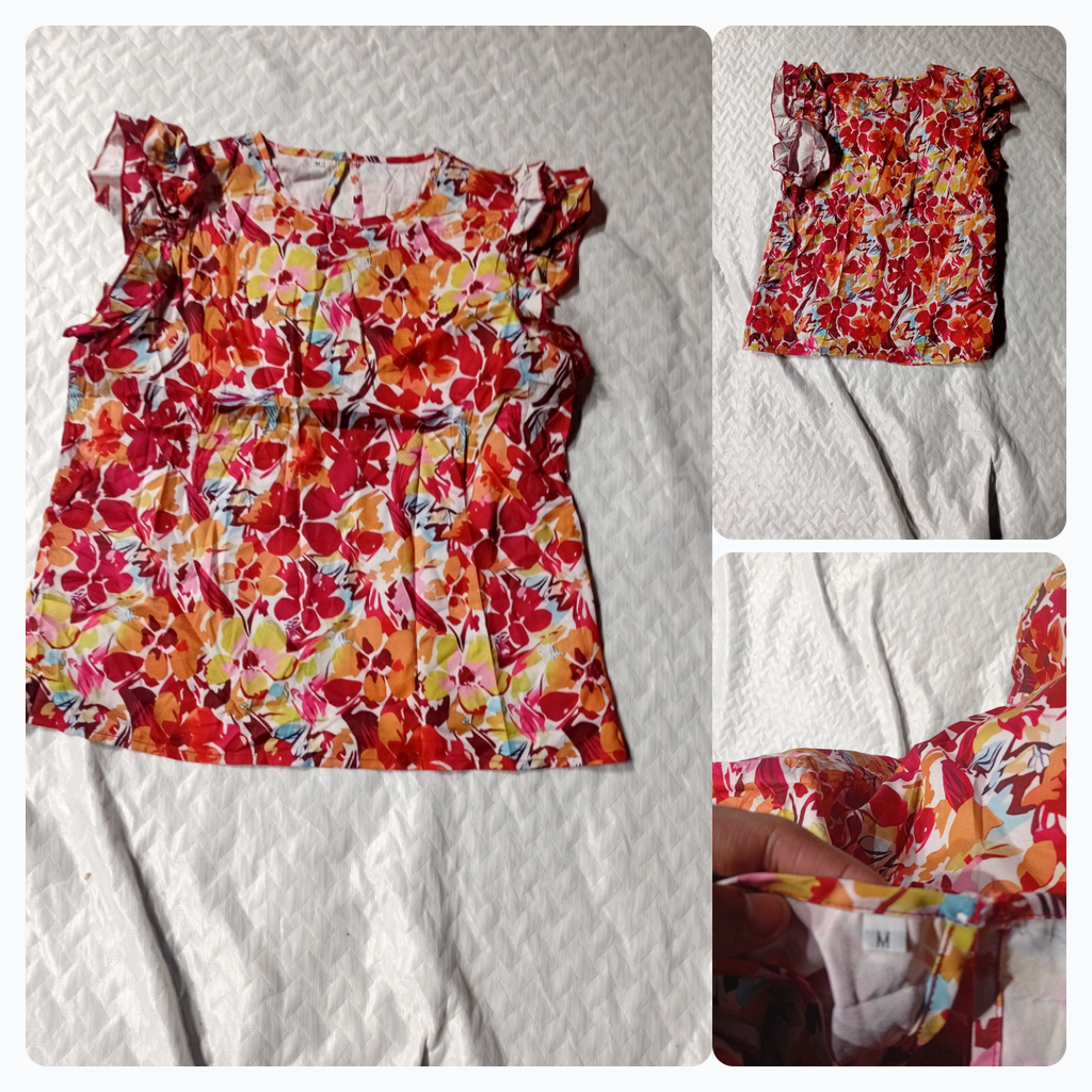 Floral Print Ruffle Sleeve Blouse