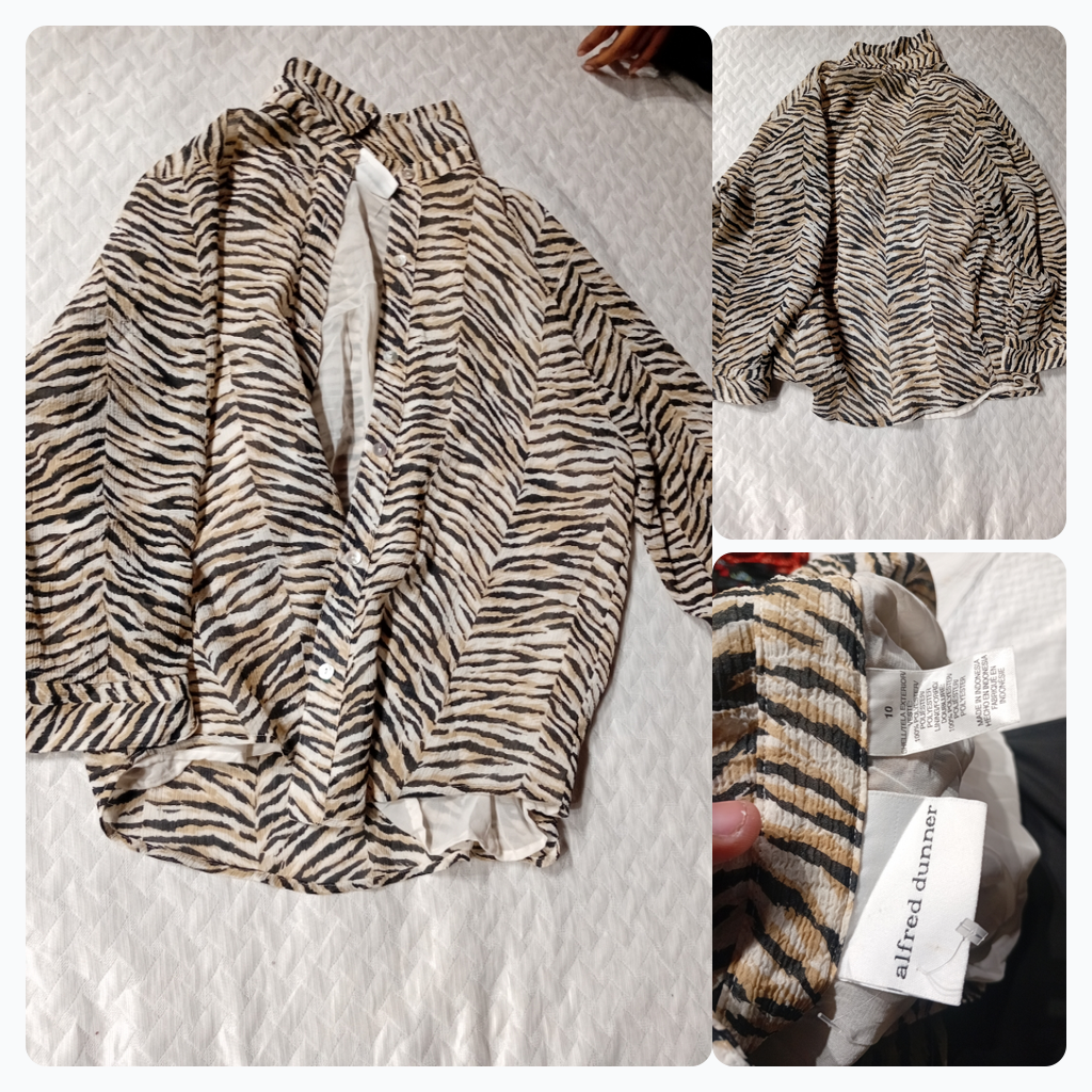 Alfred Dunner Tiger Print Button-Up Shirt
