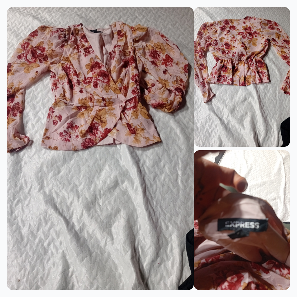 Express Floral Print Long Sleeve Blouse
