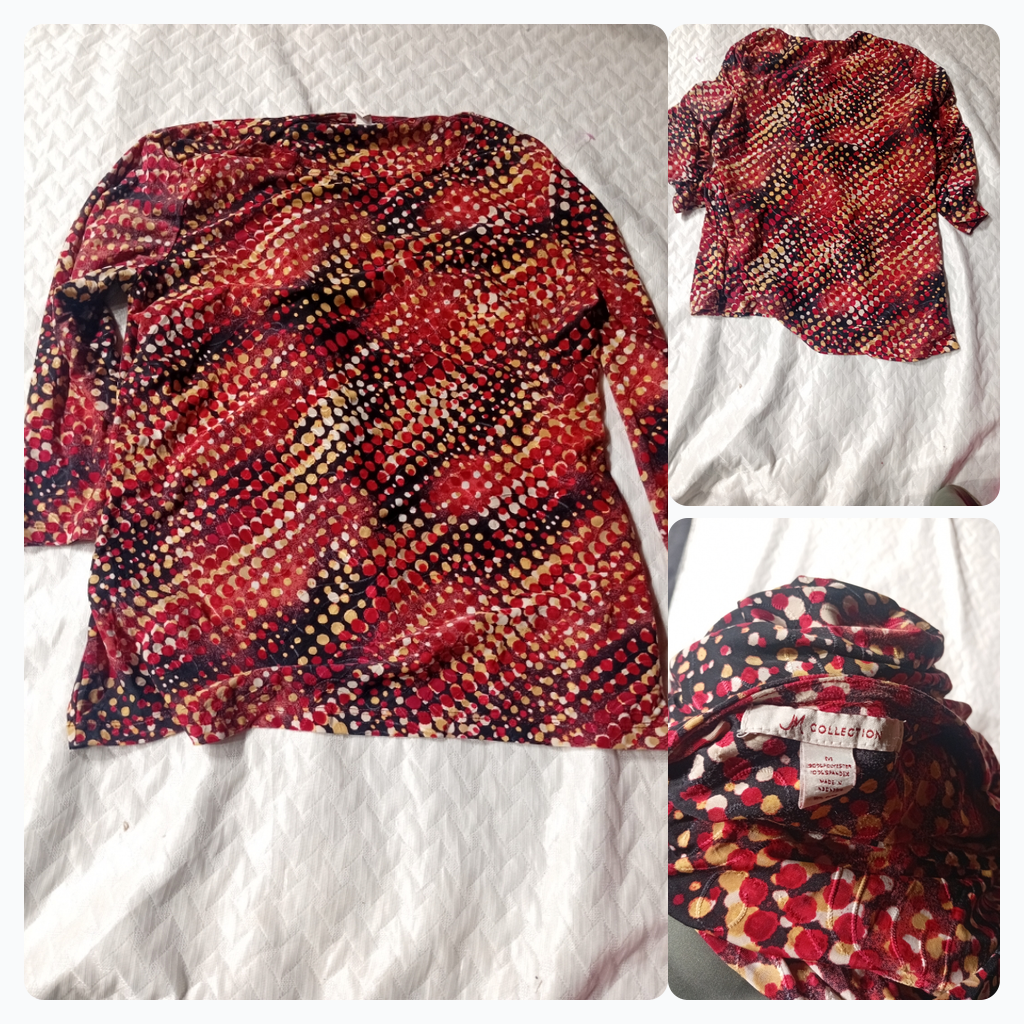 M Collection Printed Long Sleeve Top