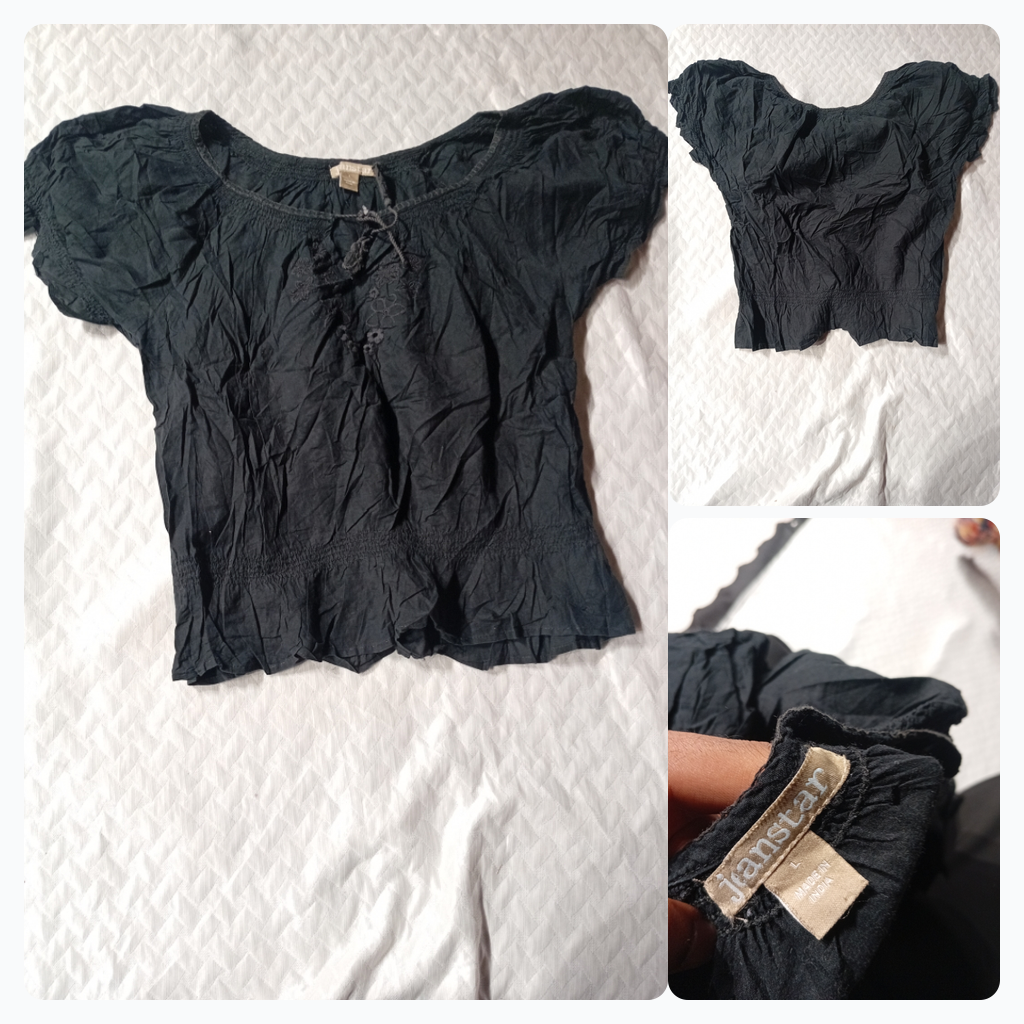Black Peasant Blouse