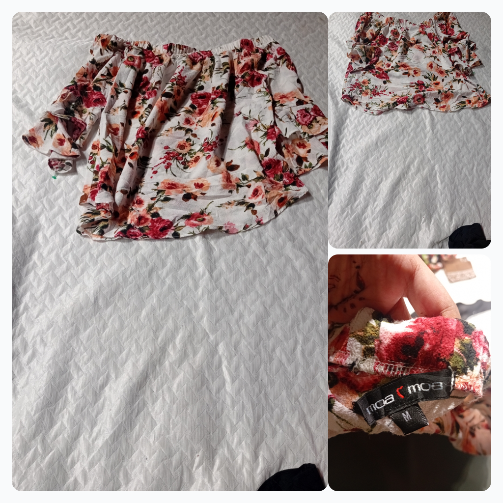 Floral Off-Shoulder Ruffle Sleeve Top
