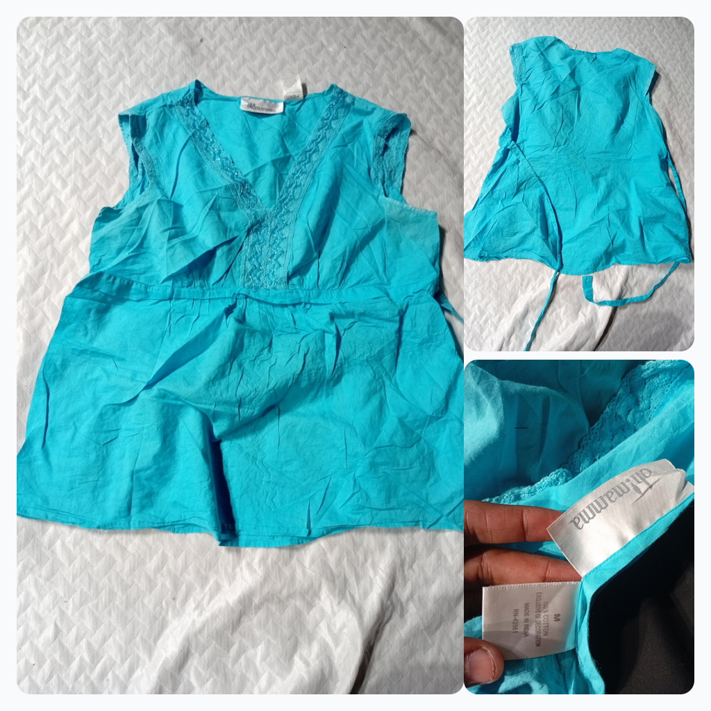 Ah:Mamma Blue Cotton Top
