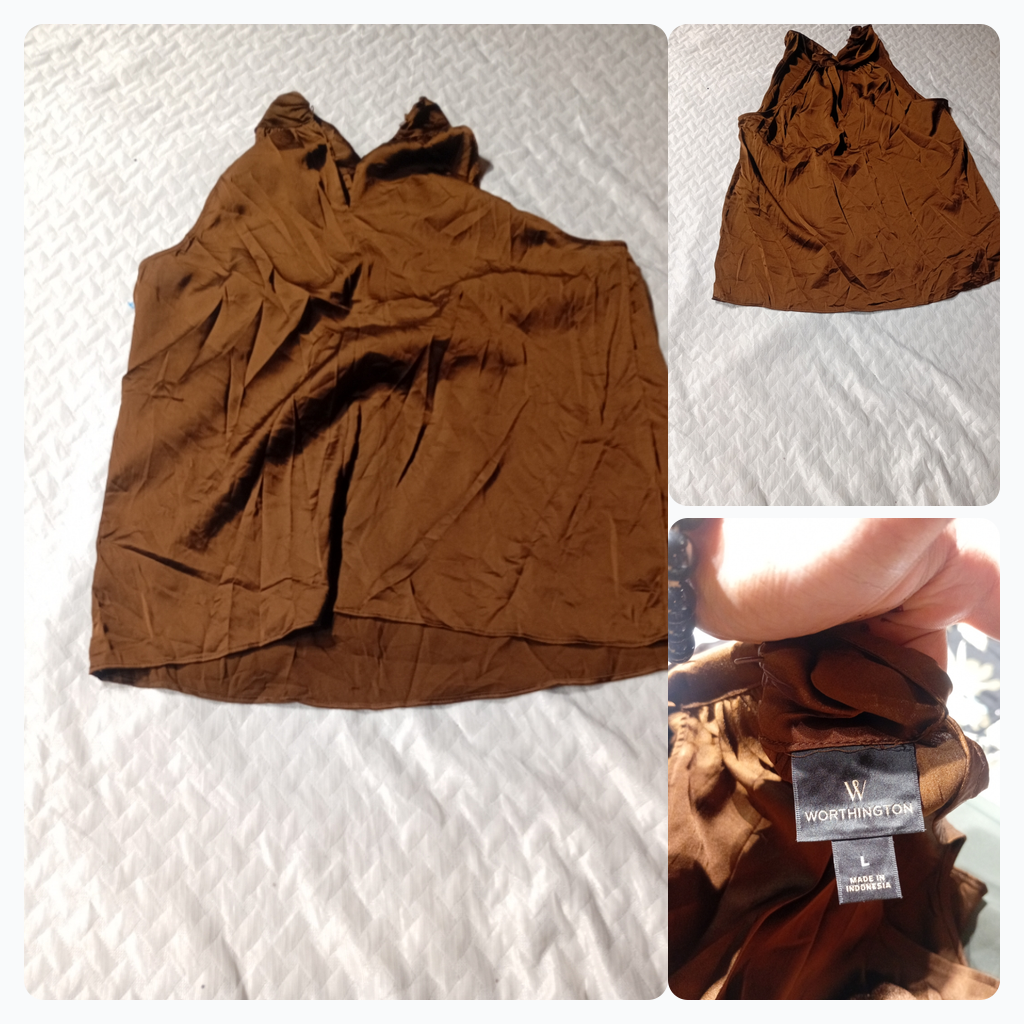 Worthington Brown Sleeveless Blouse