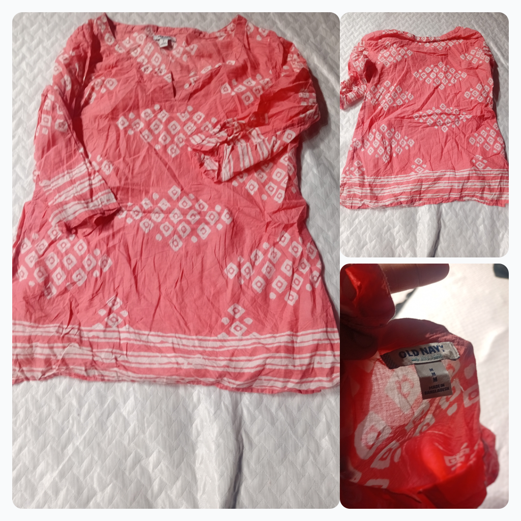 Old Navy Coral Print Tunic Top