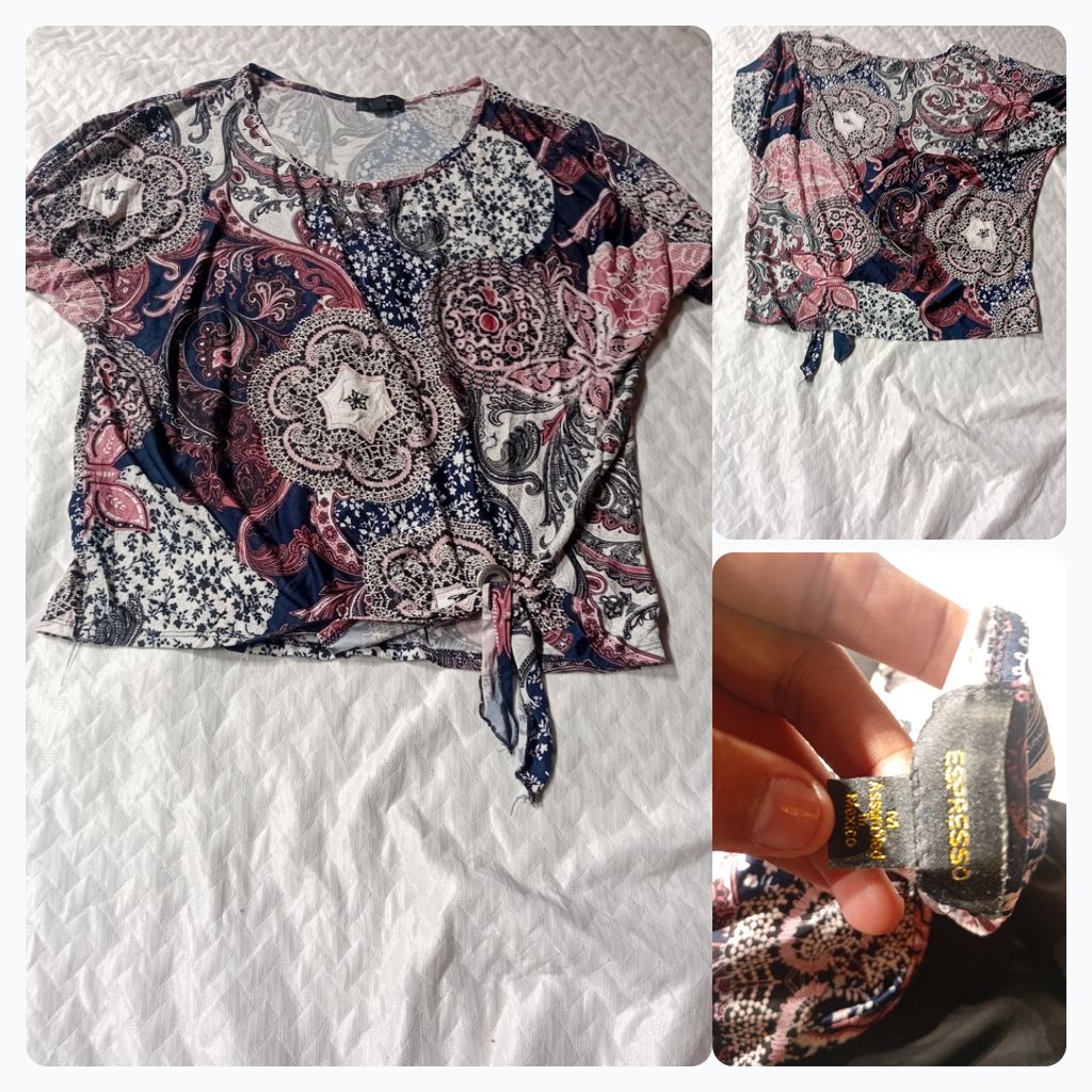 Paisley Print Tie-Front Top