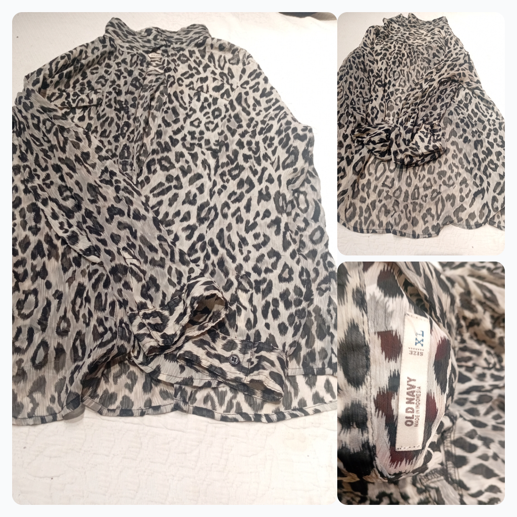Old Navy Leopard Print Button-Up Shirt