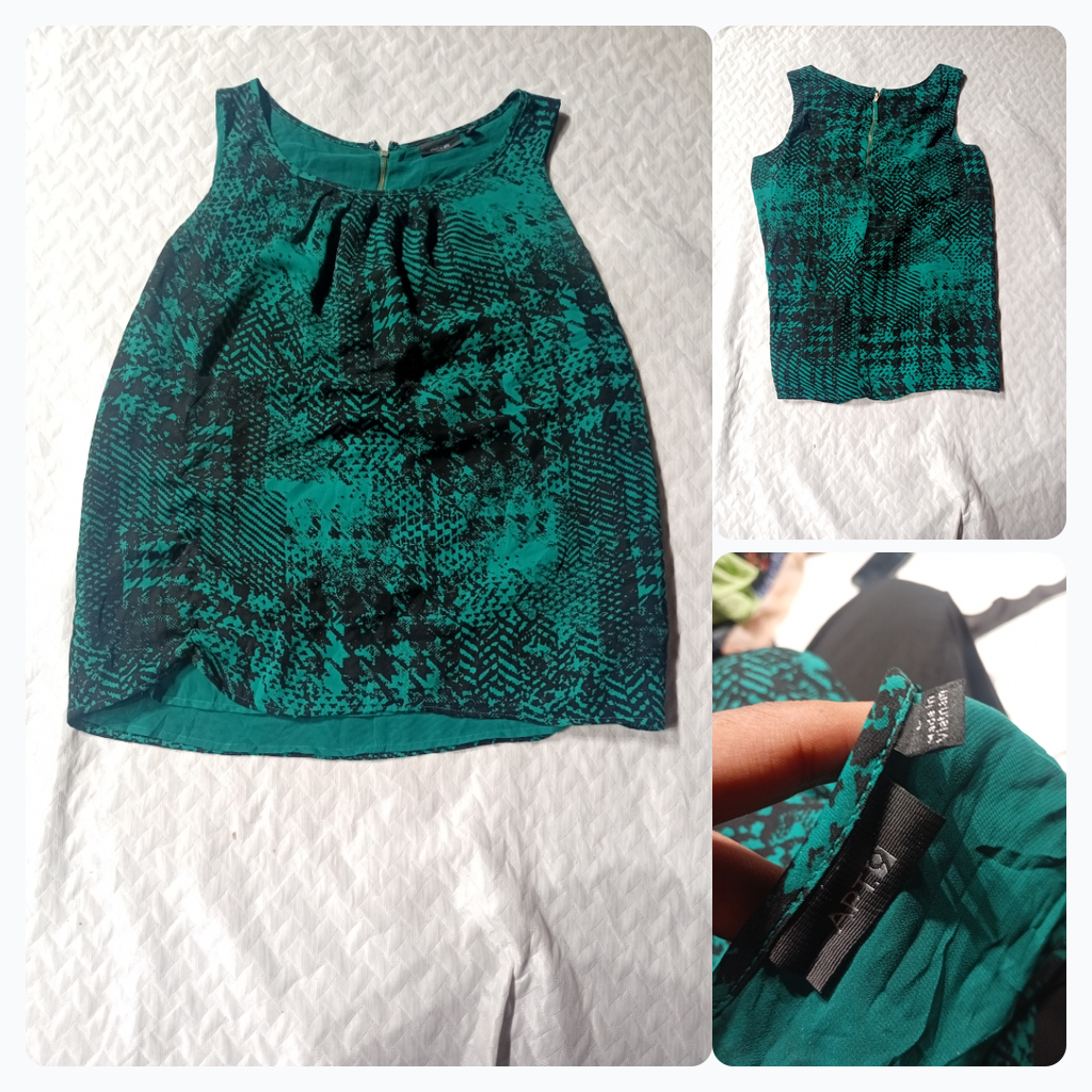 Apt. 9 Green and Black Printed Sleeveless Top