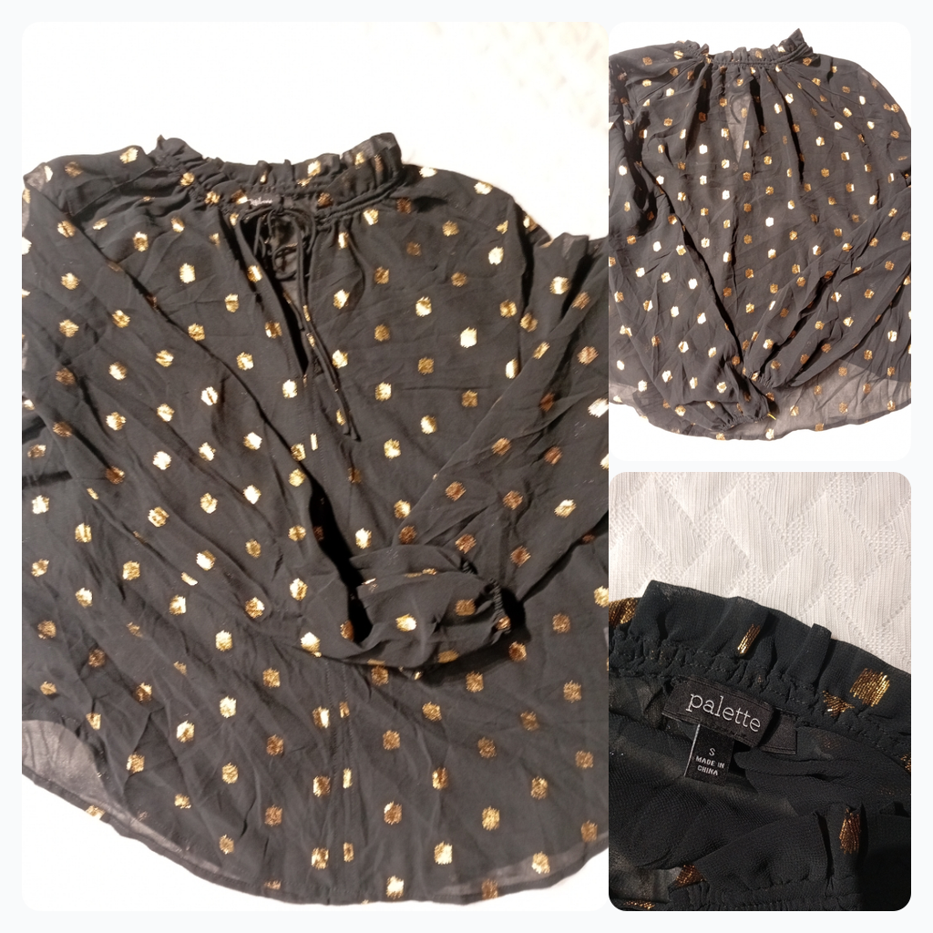 Palette Black and Gold Polka Dot Blouse