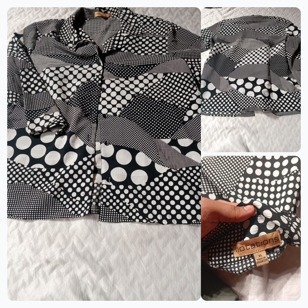 Notations Schwarze und Weiße Pünktchen Button-Up H..