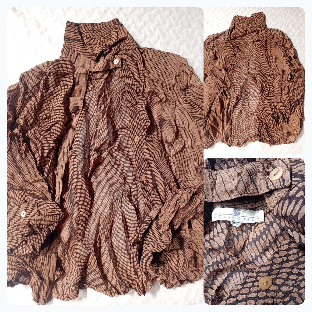Camicia a bottoni marrone stampata