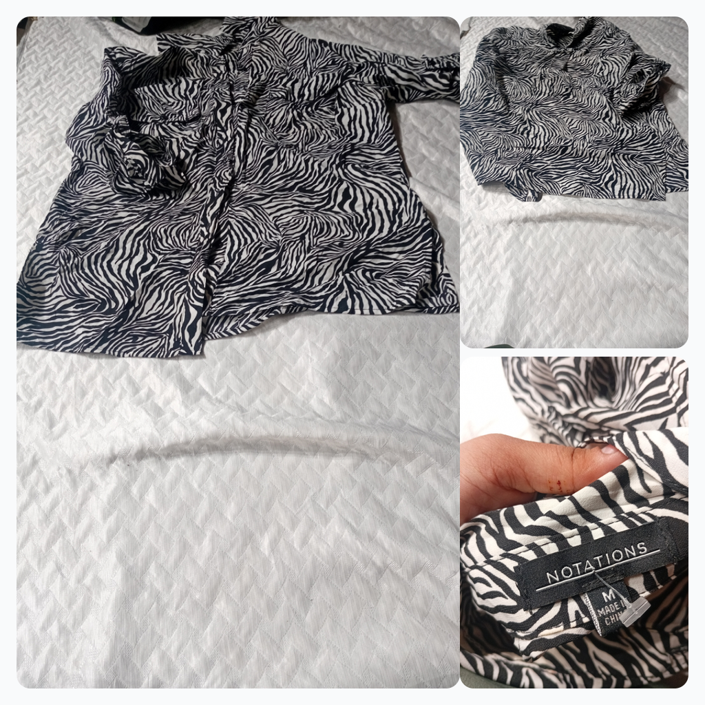 Camicia a bottoni con stampa zebra