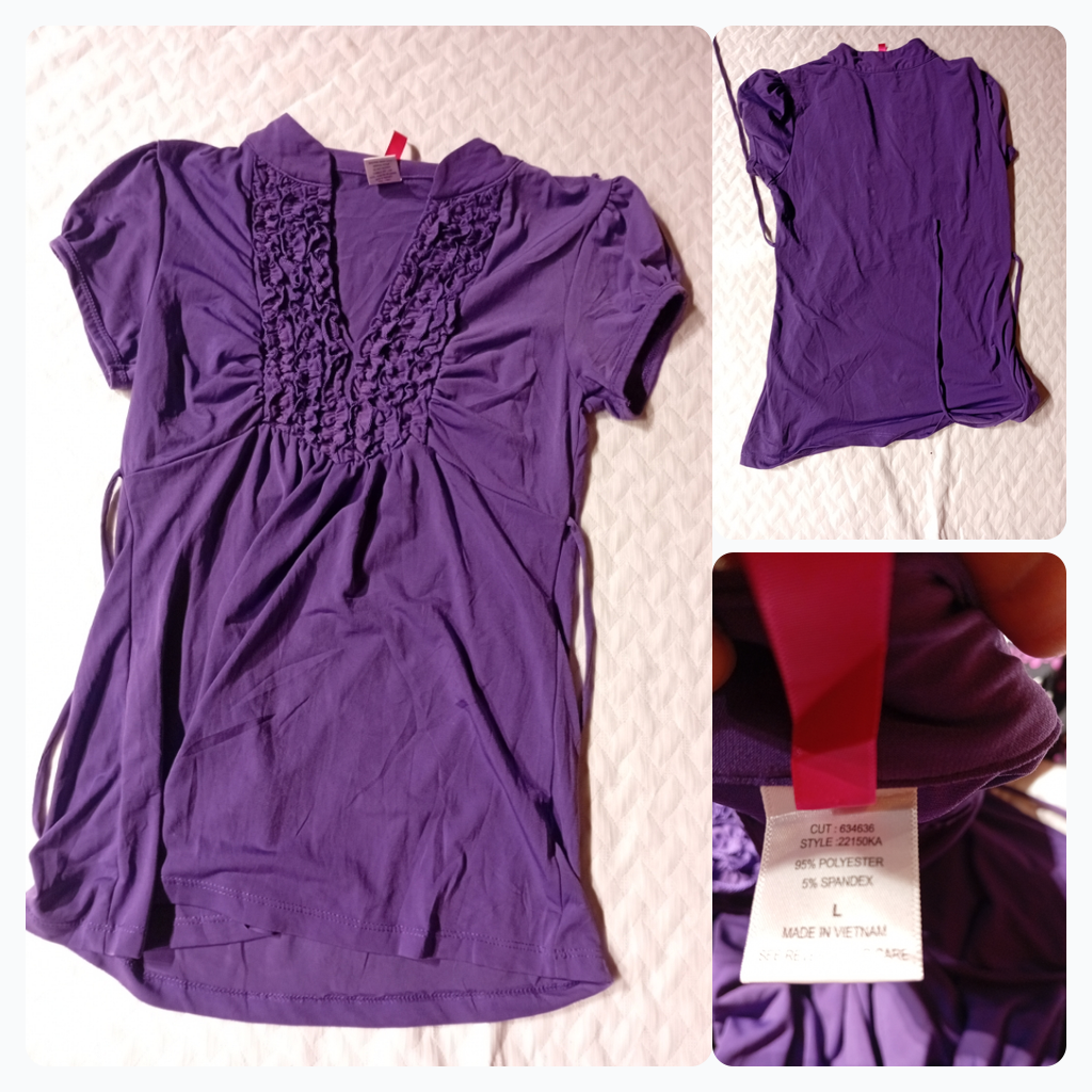 Purple Ruffle V-Neck Top