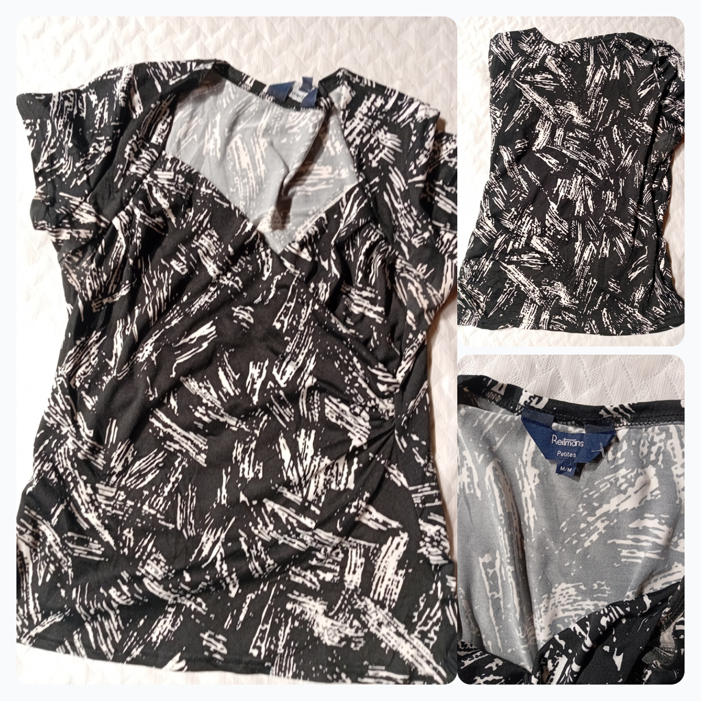 Reitmans Petites Black and White Print Top