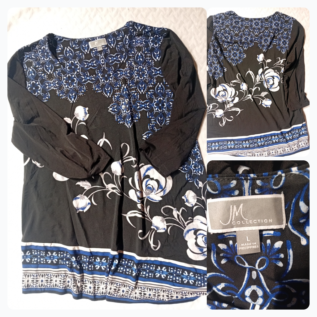 JM Collection Floral Print Long Sleeve Top