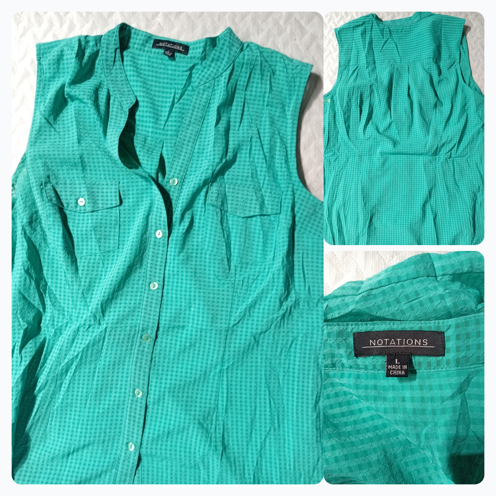 Notations Sleeveless Button-Up Shirt