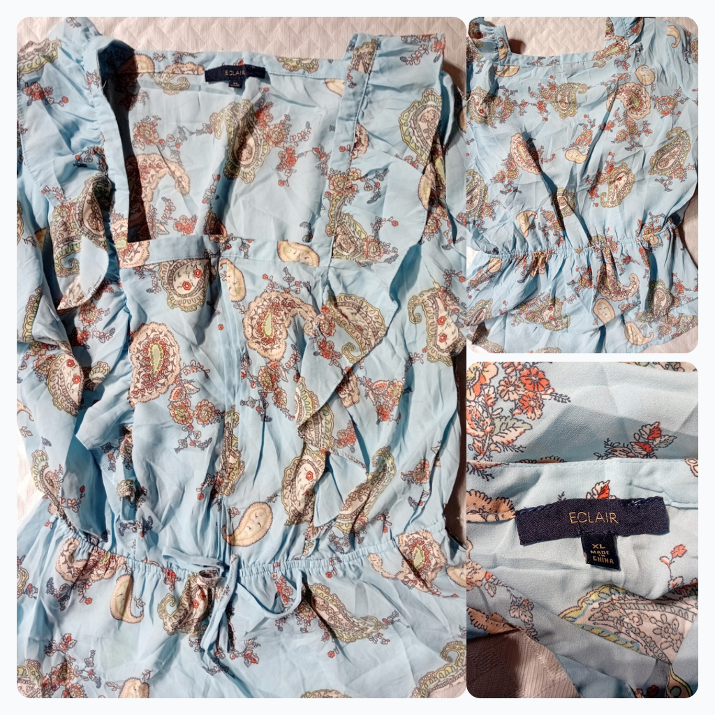 Blusa con volantes estampada en paisley Eclair