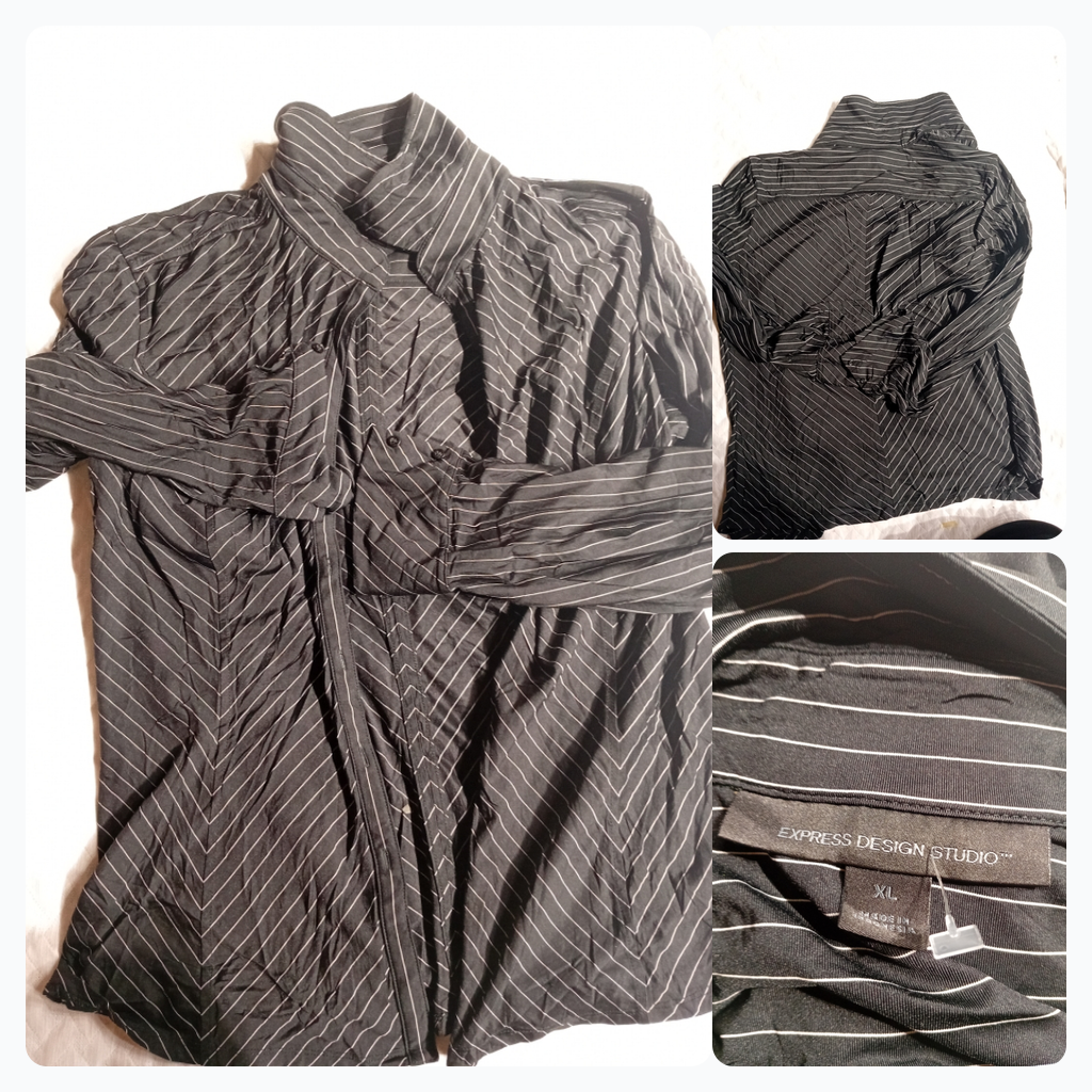 Express Design Studio Striped Button-Up Shirt