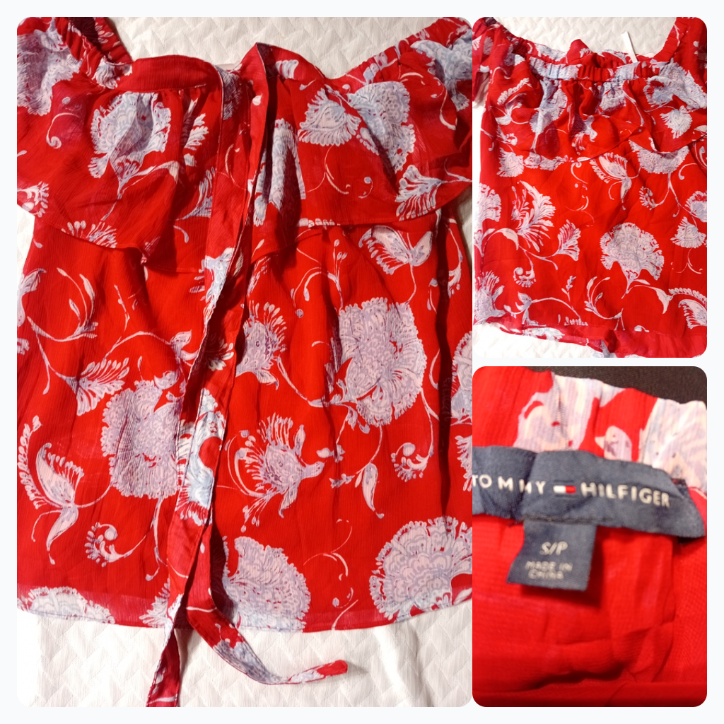 Tommy Hilfiger Floral Print Off-Shoulder Blouse