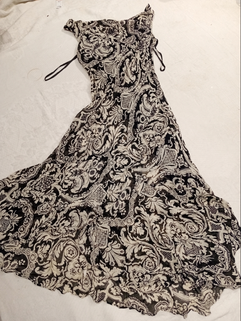 Eva Blue Black and White Floral Maxi Dress