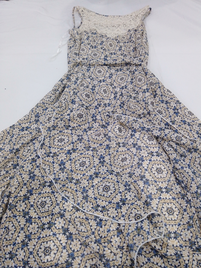 Floral Print Maxi Dress with Lace Detail