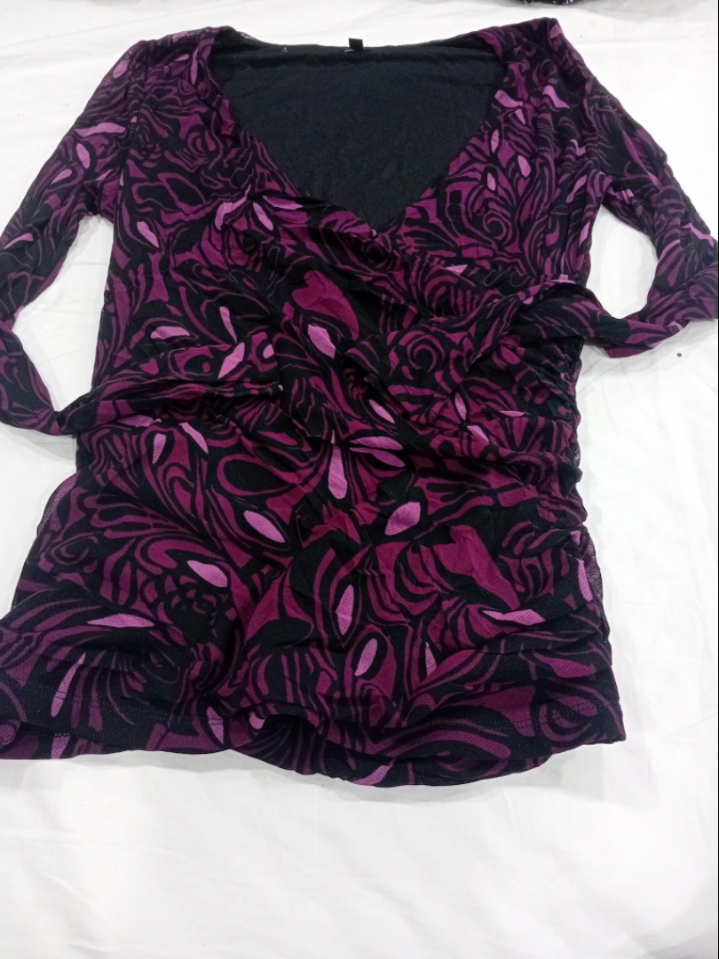 APT. 9 Purple and Black Print Long Sleeve Top