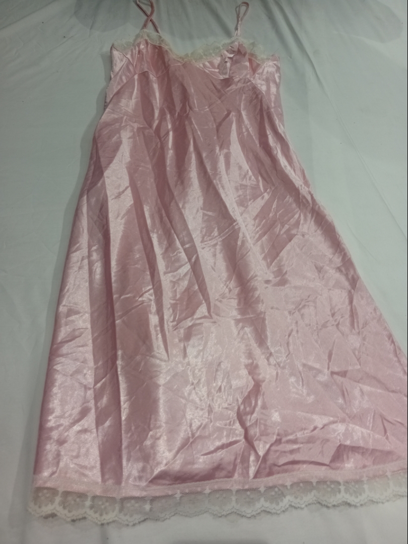 Pink Lace Trim Slip Dress