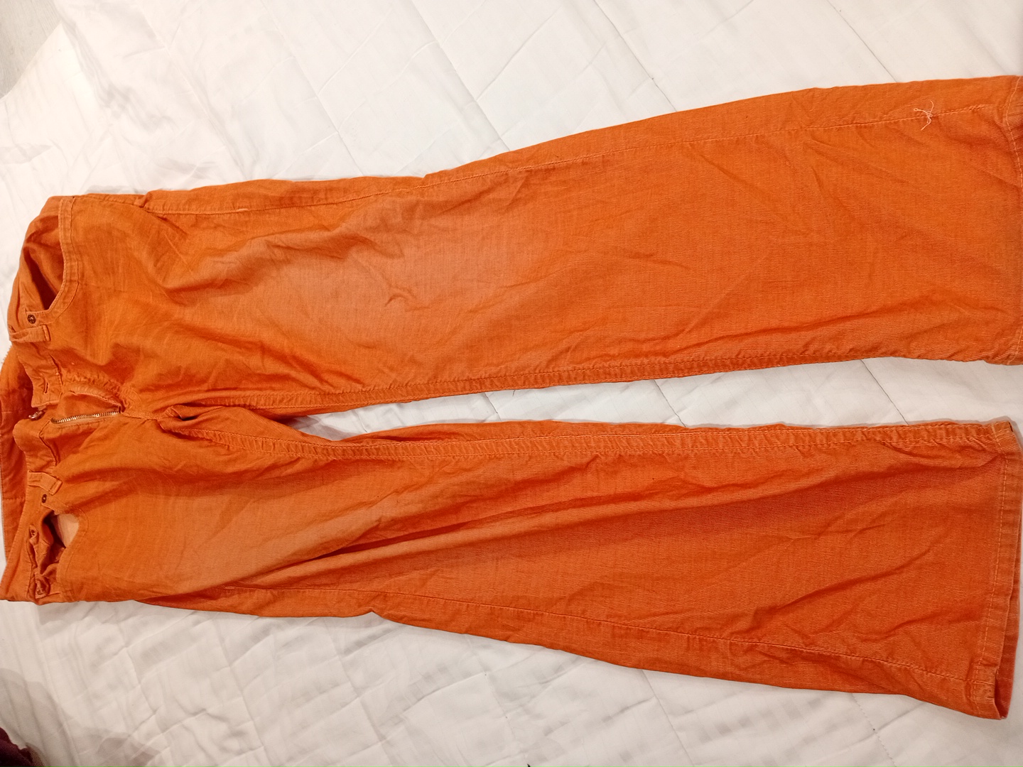 Orange Corduroy Flare Jeans