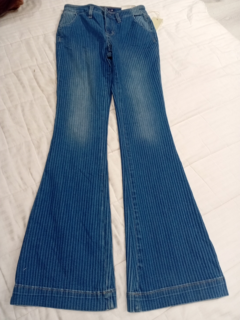 Miss Me Striped Flare Jeans