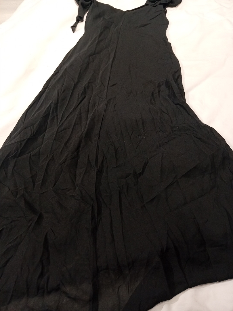 Chelsea Nites Black Maxi Dress with Rhinestone Acc..