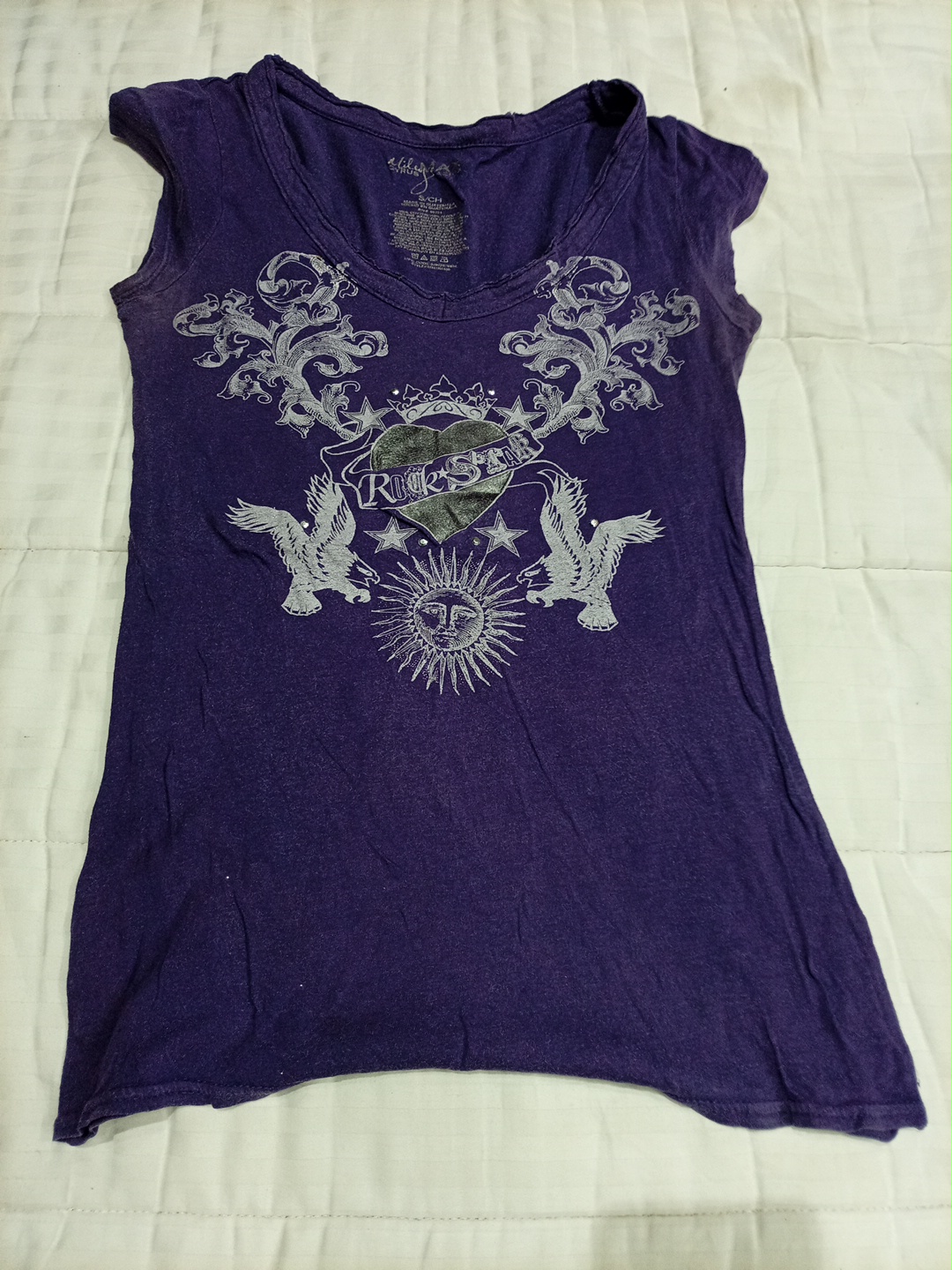 Miley Cyrus & Max Azria Purple Graphic T-Shirt