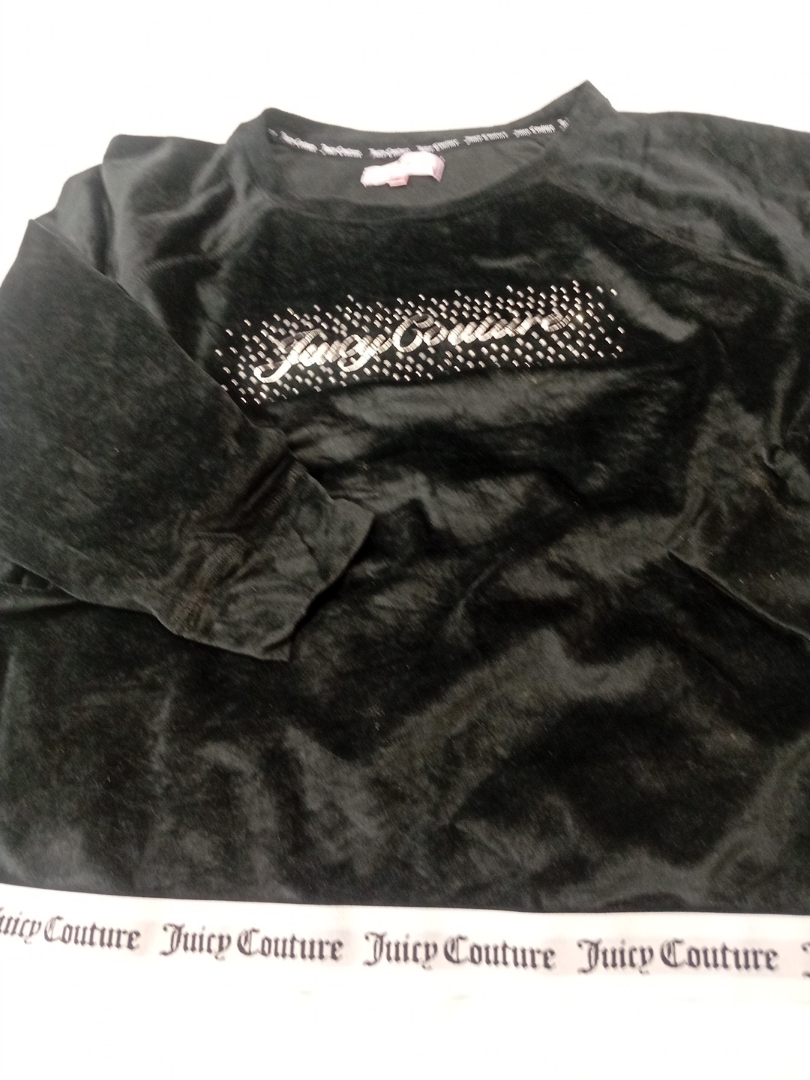 Pull en velours noir à logo en strass Juicy Coutur..
