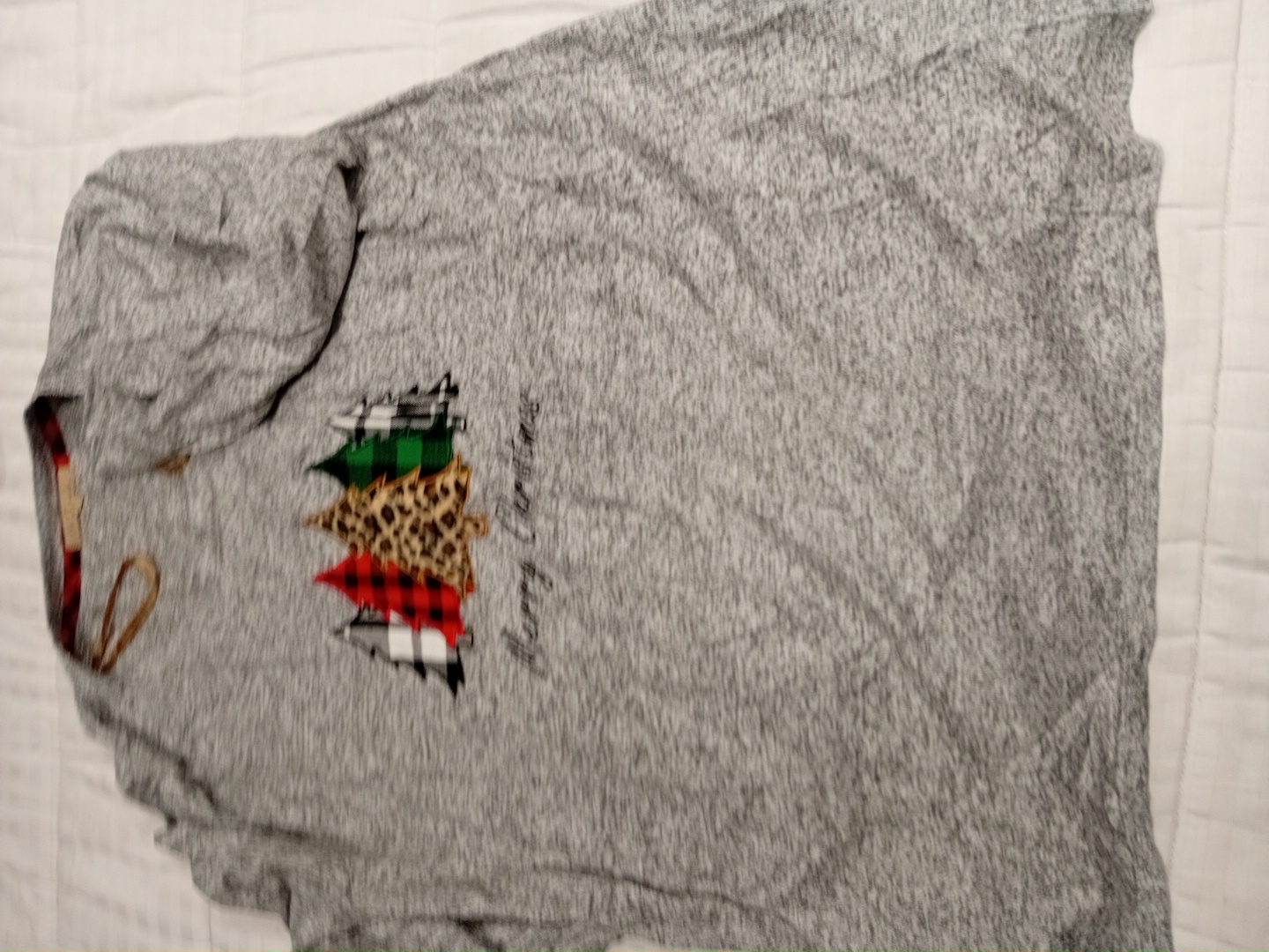 Gray Long Sleeve Christmas Tree T-Shirt