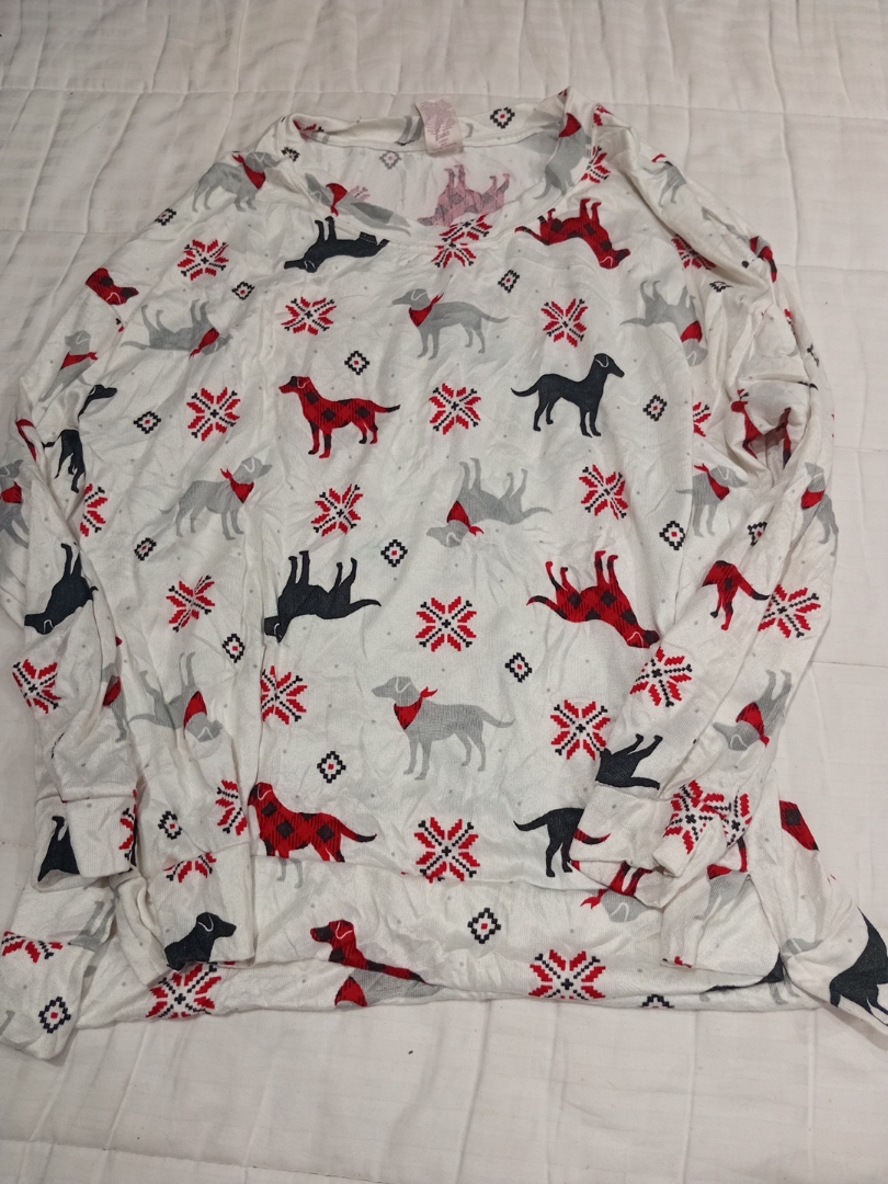 Secret Treasures Dog Print Long Sleeve Top