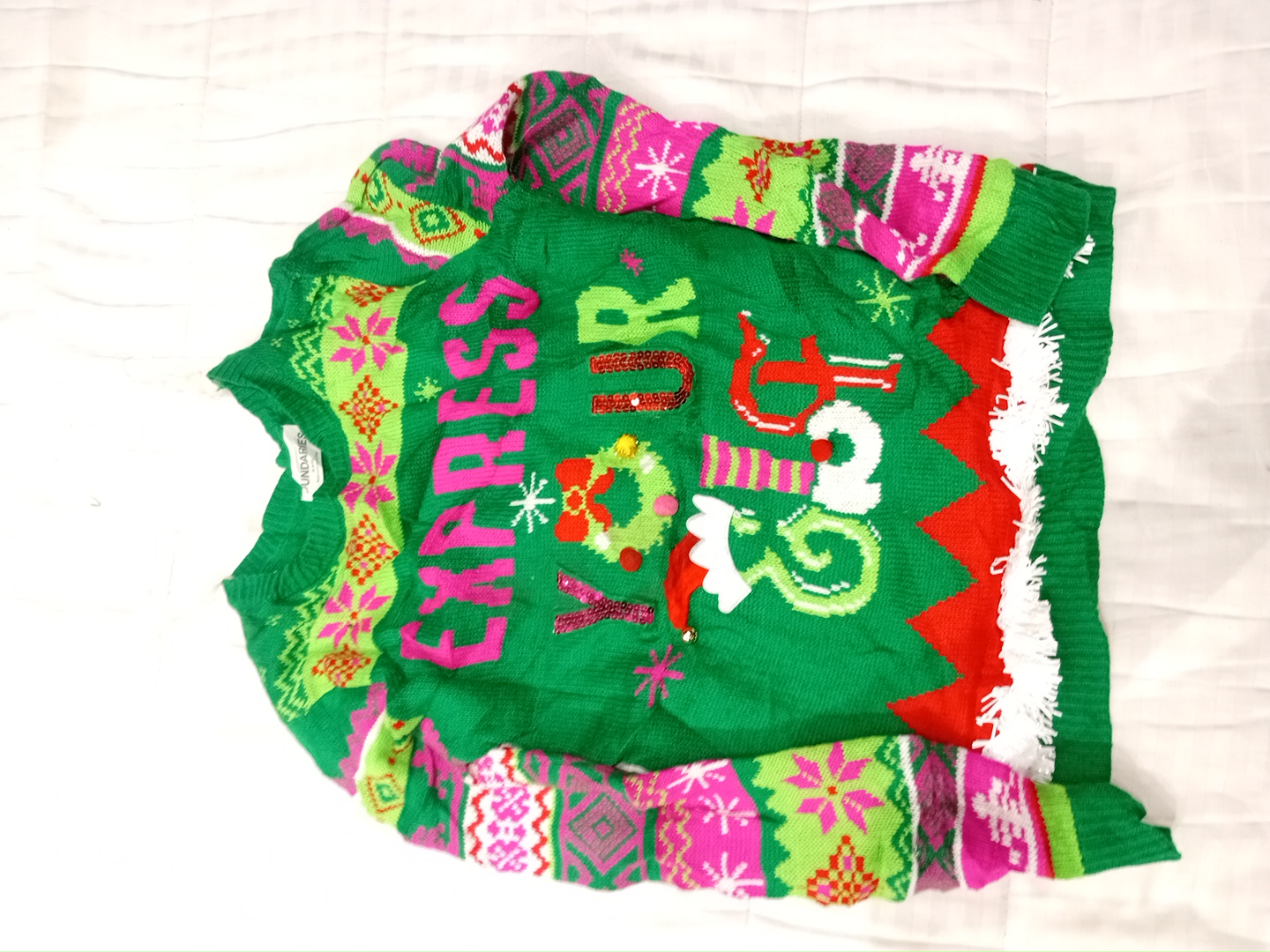 No Boundaries Green Christmas Sweater