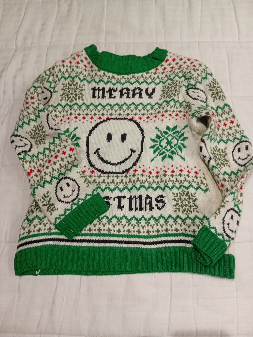 Holiday Time Merry Christmas Smiley Face Sweater