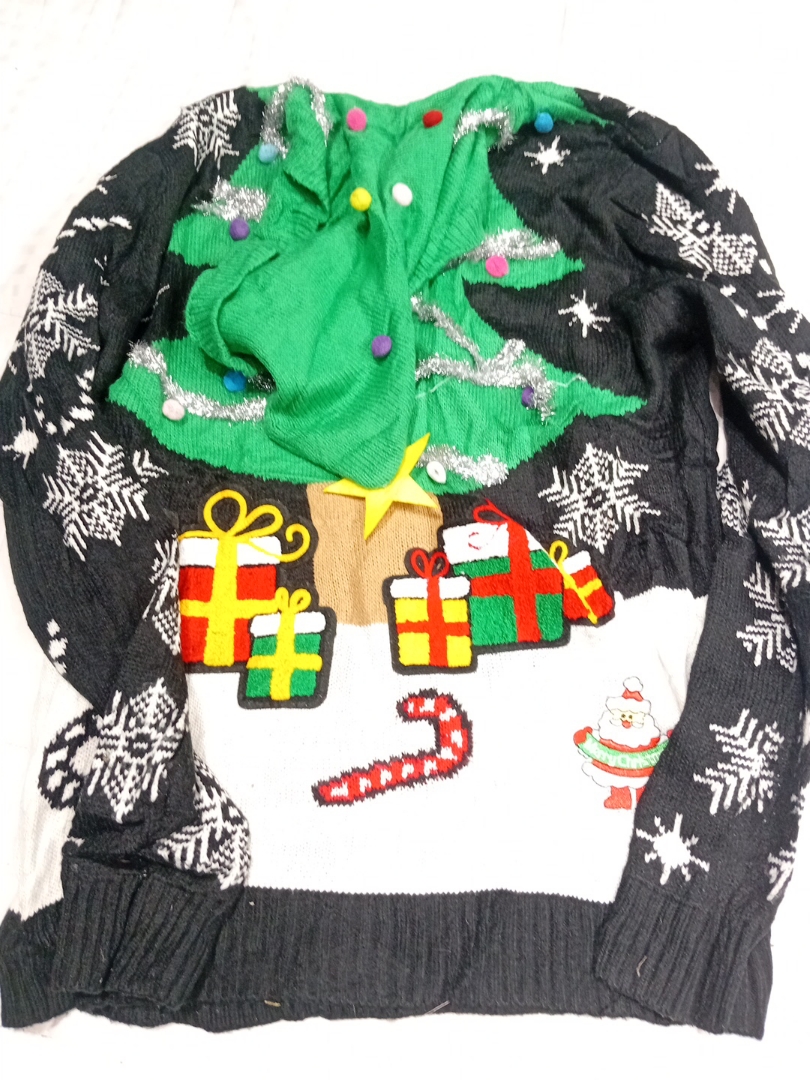 Ugly Christmas Sweater with Christmas Tree and Pre..