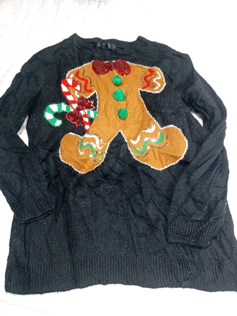 Forever 21 Black Gingerbread Man Christmas Sweater