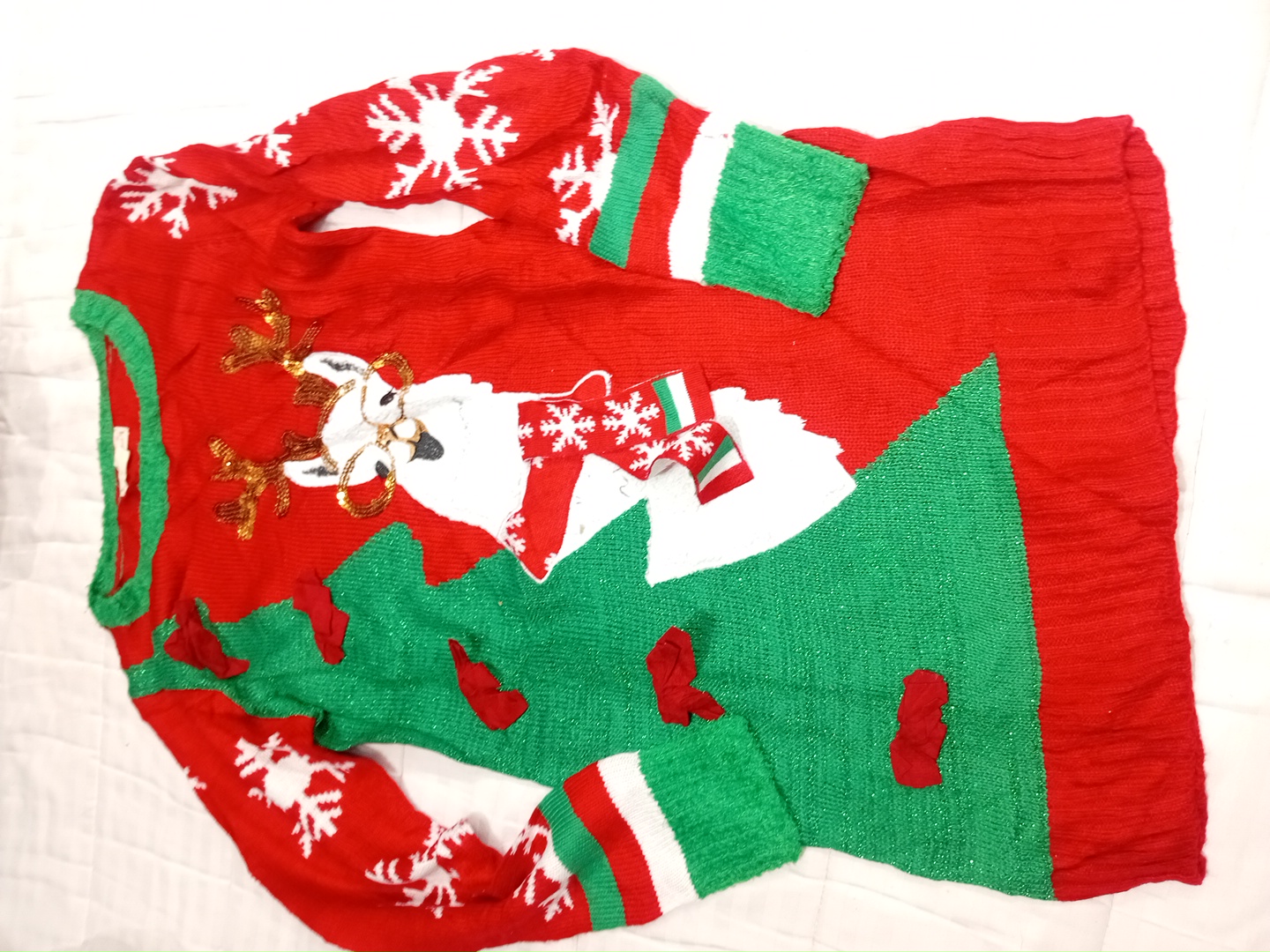 Robe de Noël rouge et verte avec lama