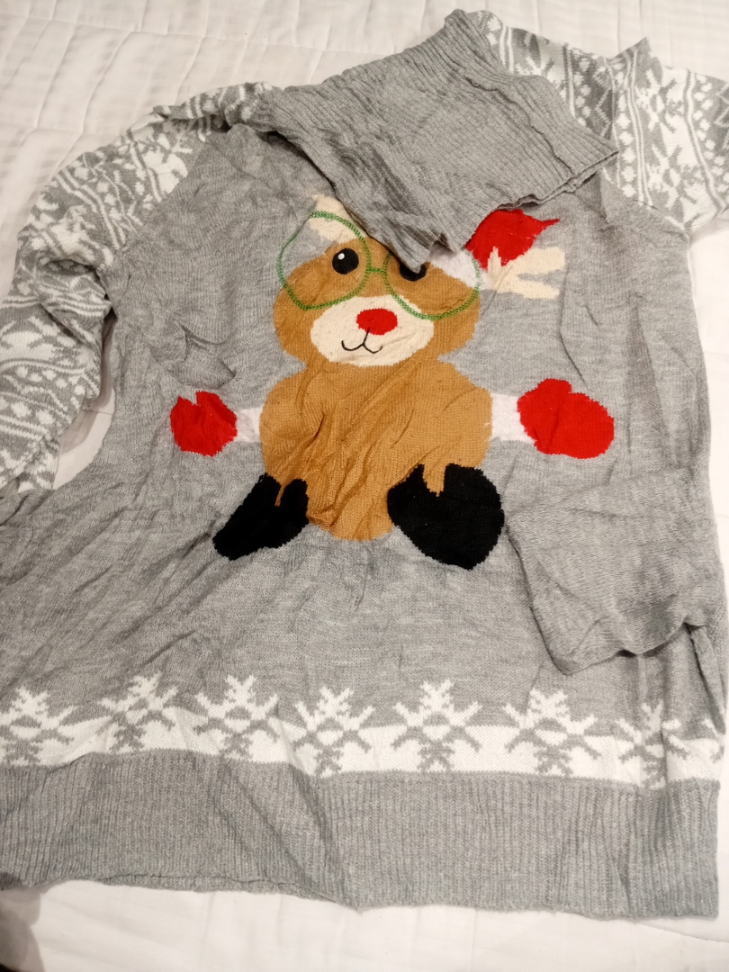 Grey Reindeer Christmas Sweater