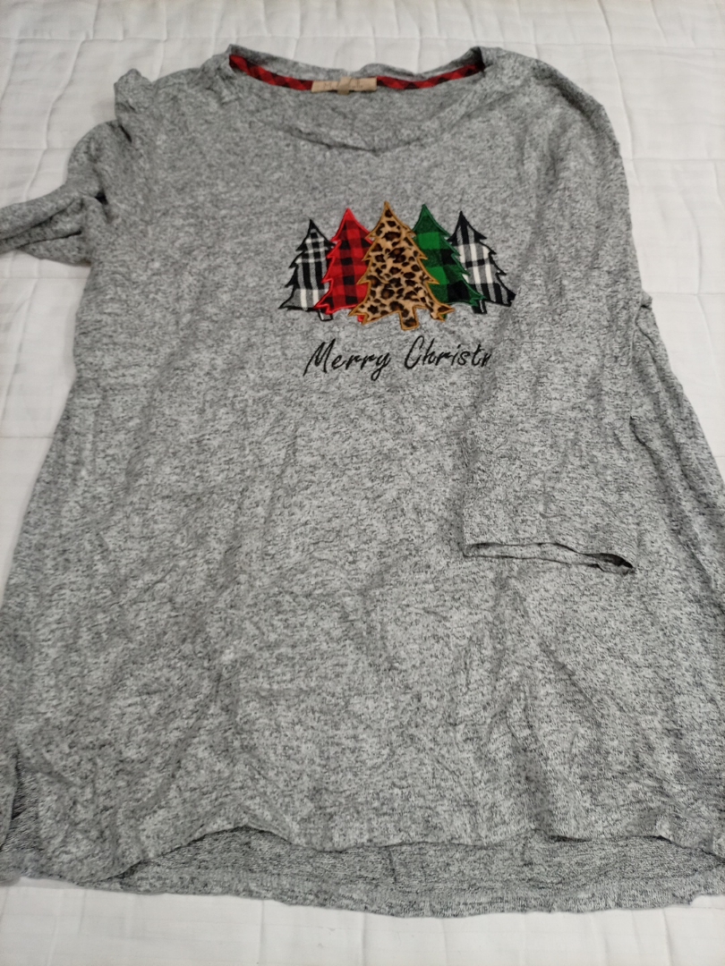 Herr Danielle Gray Langarm Weihnachtsbaum T-Shirt