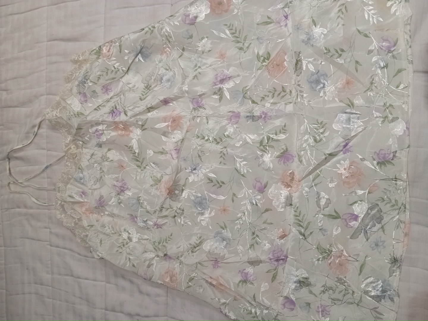 Floral Lace Trim Slip Dress