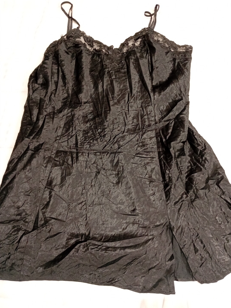 Black Lace Trim Cami Slip Dress