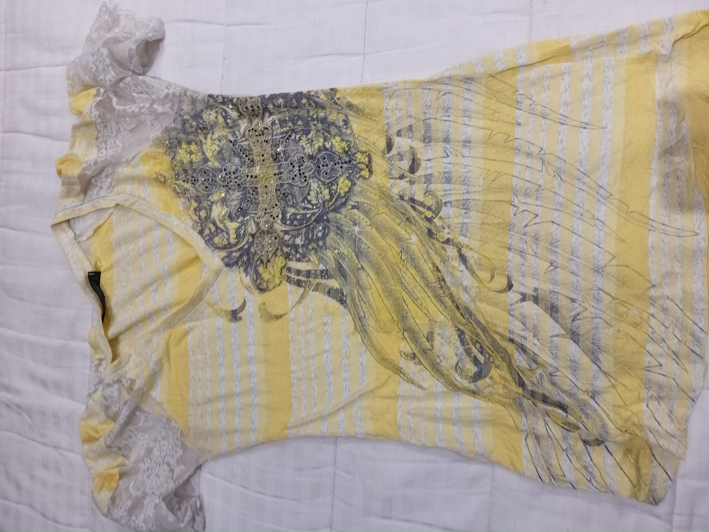 Angels Embellished Lace Sleeve Top