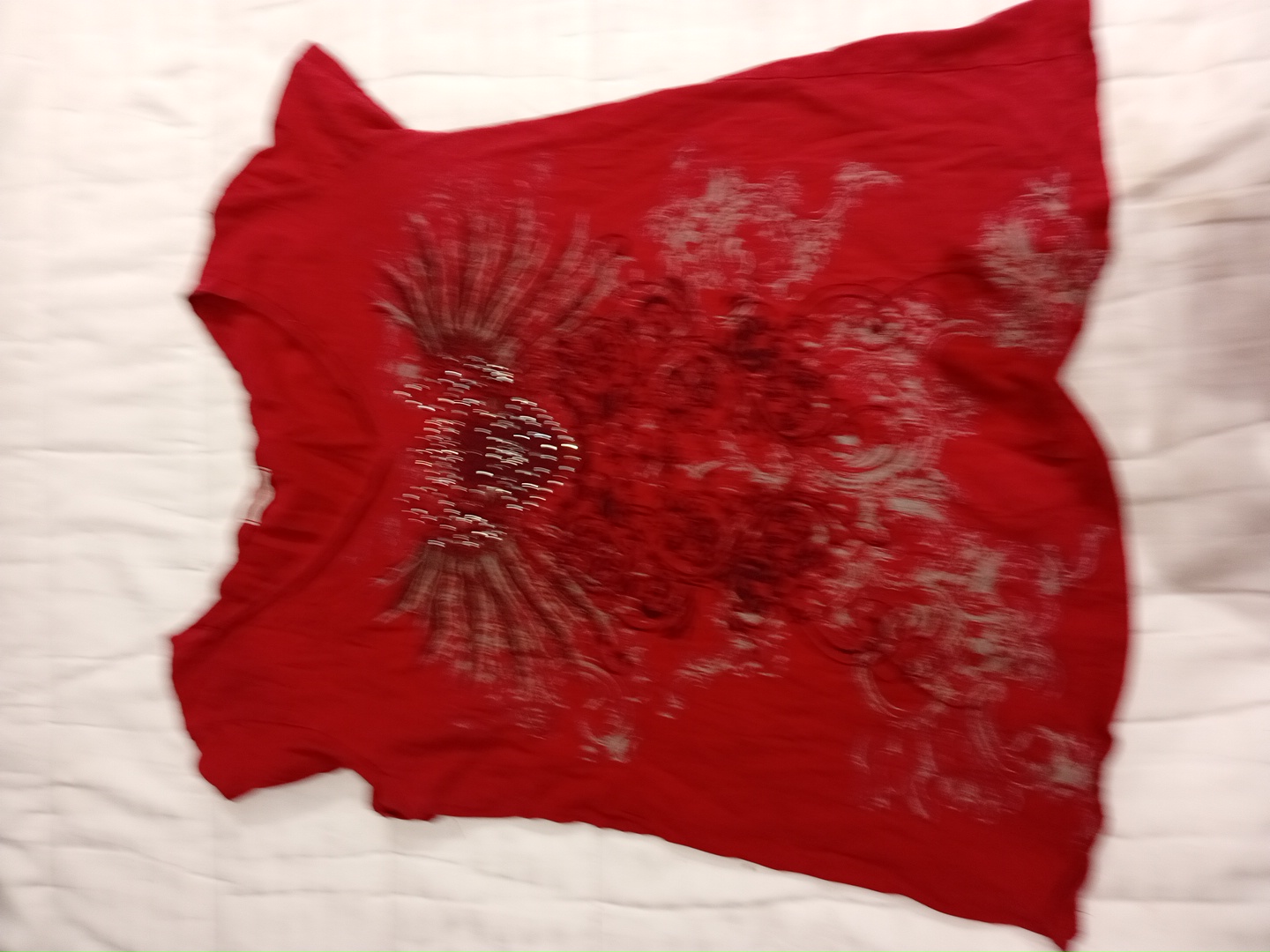 Red Graphic T-shirt with Heart and Wings