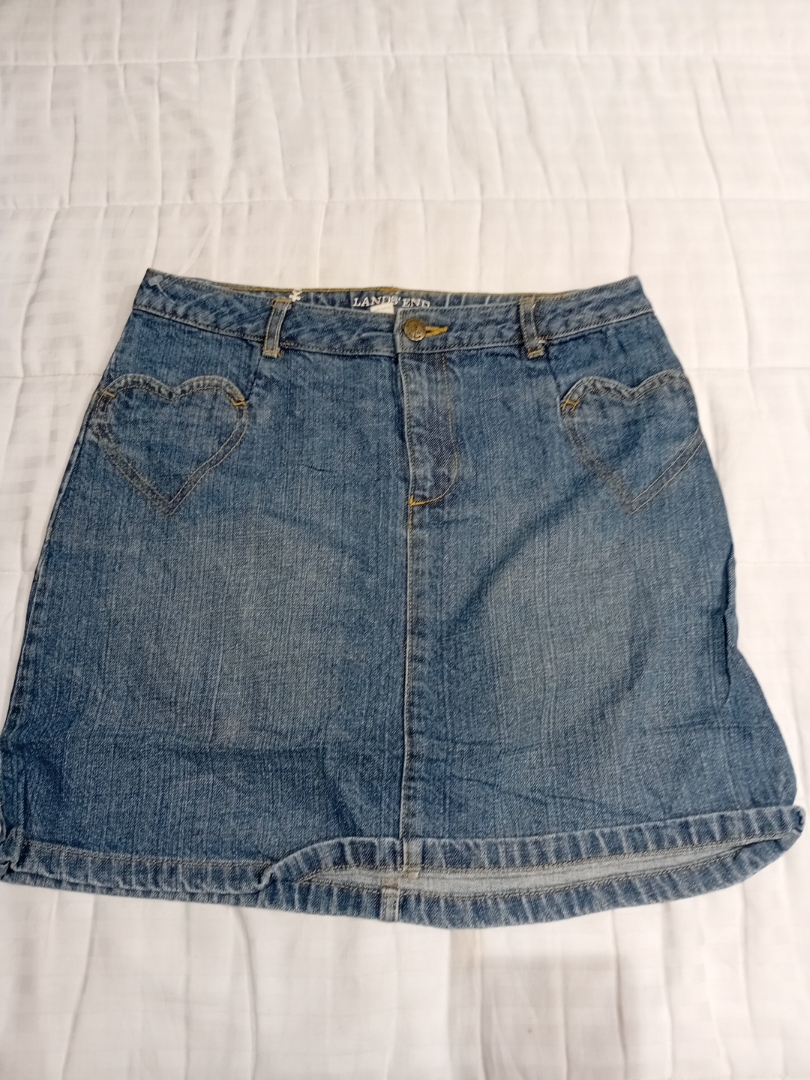 Lands' End Denim Mini Skirt with Heart Pockets