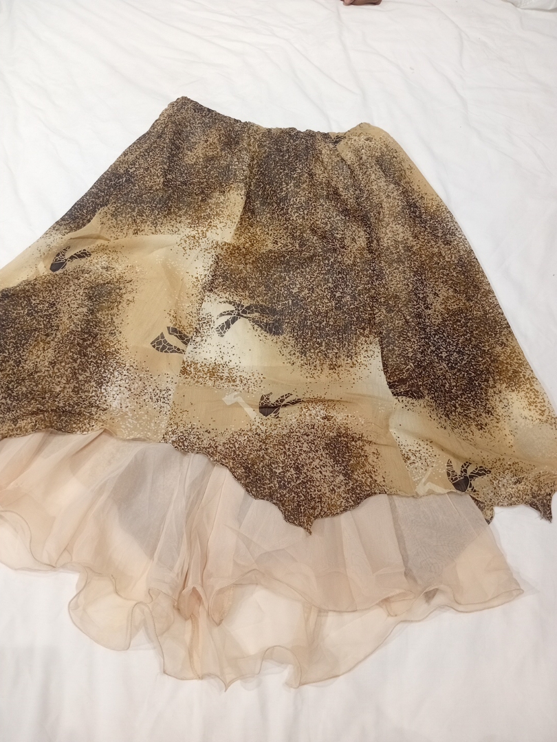 Abstract Print Chiffon Midi Skirt