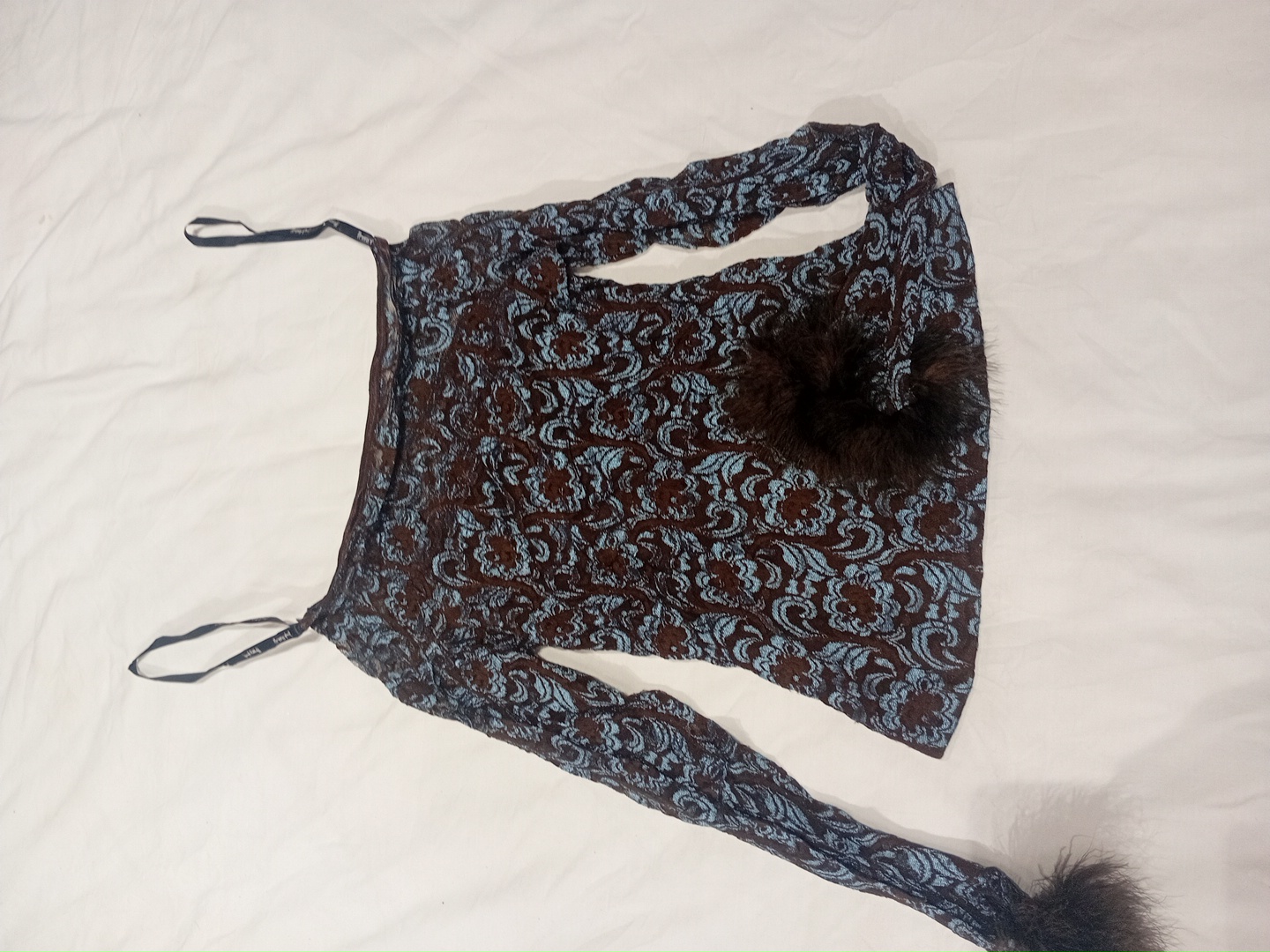 Joseph Ribkoff Lace Top with Fur Accents