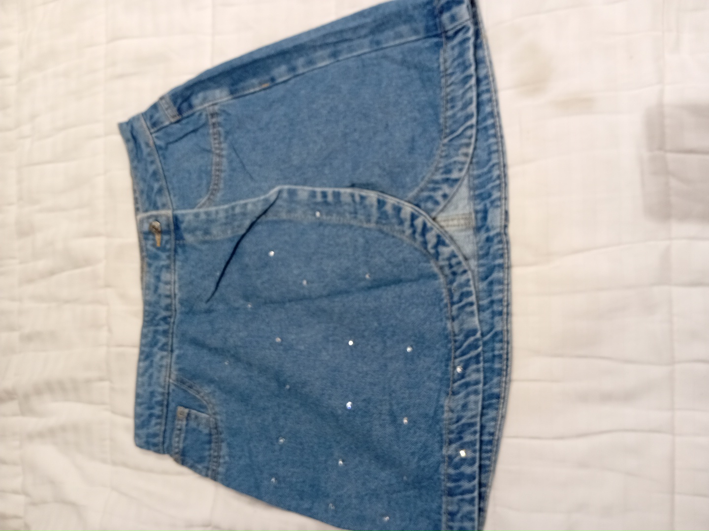 Primark Denim Mini Skirt with Rhinestone Accents